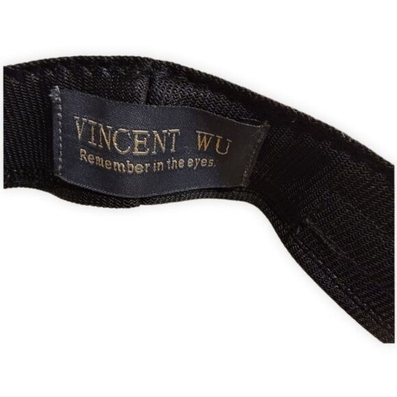 Vincent Wu Vintage Ivory Wool Derby Hat with Black Floral & Mesh Trim